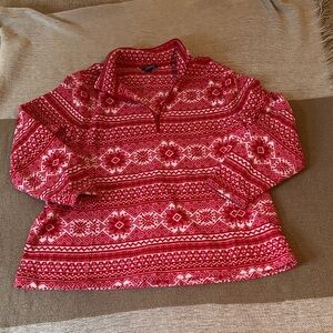 Lands' End Red and White Geometric Sweater